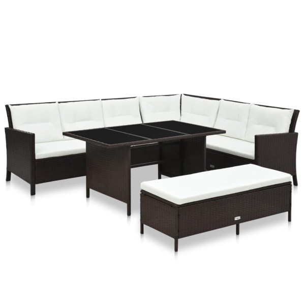 Set Mobilier De Grădină Cu Perne 3 Piese Maro Poliratan 48153